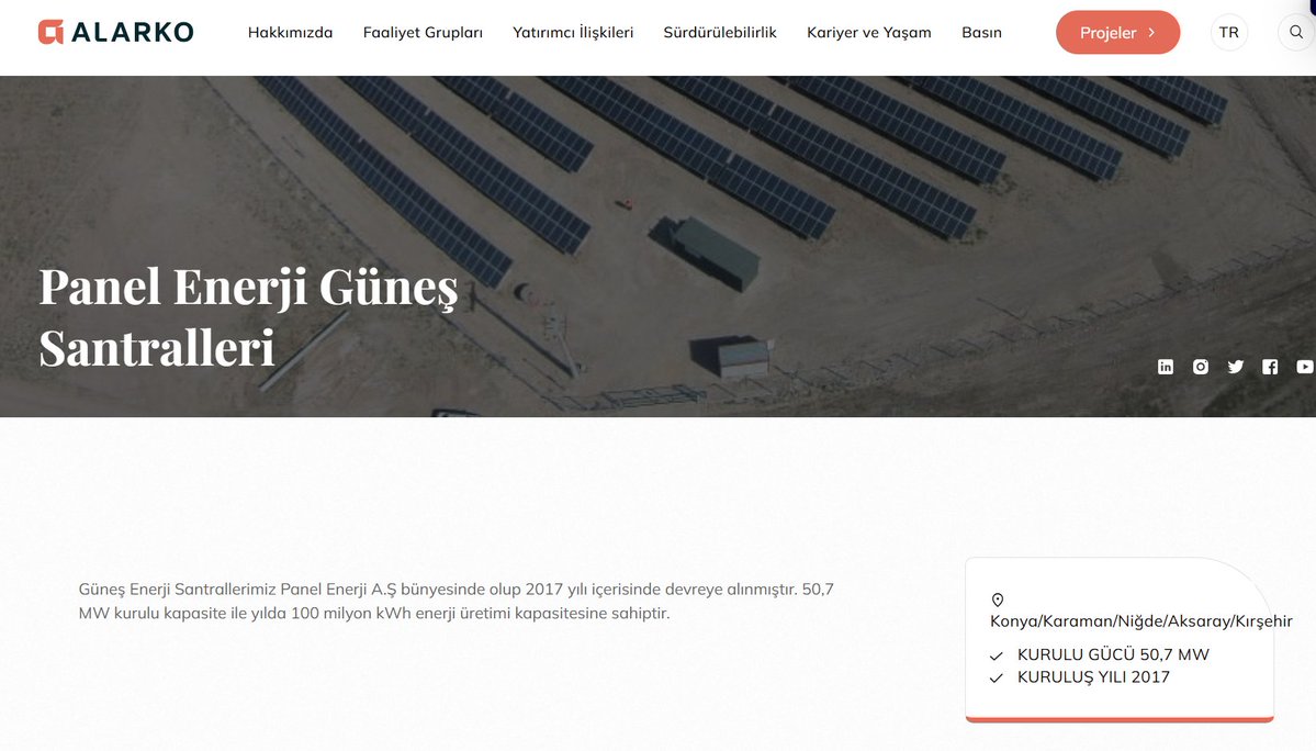 0invst123's tweet photo. https://t.co/LDaxWzHGxR

Panel Enerji Güneş Santralleri 

50,7 MW kurulu kapasite ile yılda 100 milyon kWh enerji üretimi yapıyor. #ALARK https://t.co/Fi8Zxf7Mf7