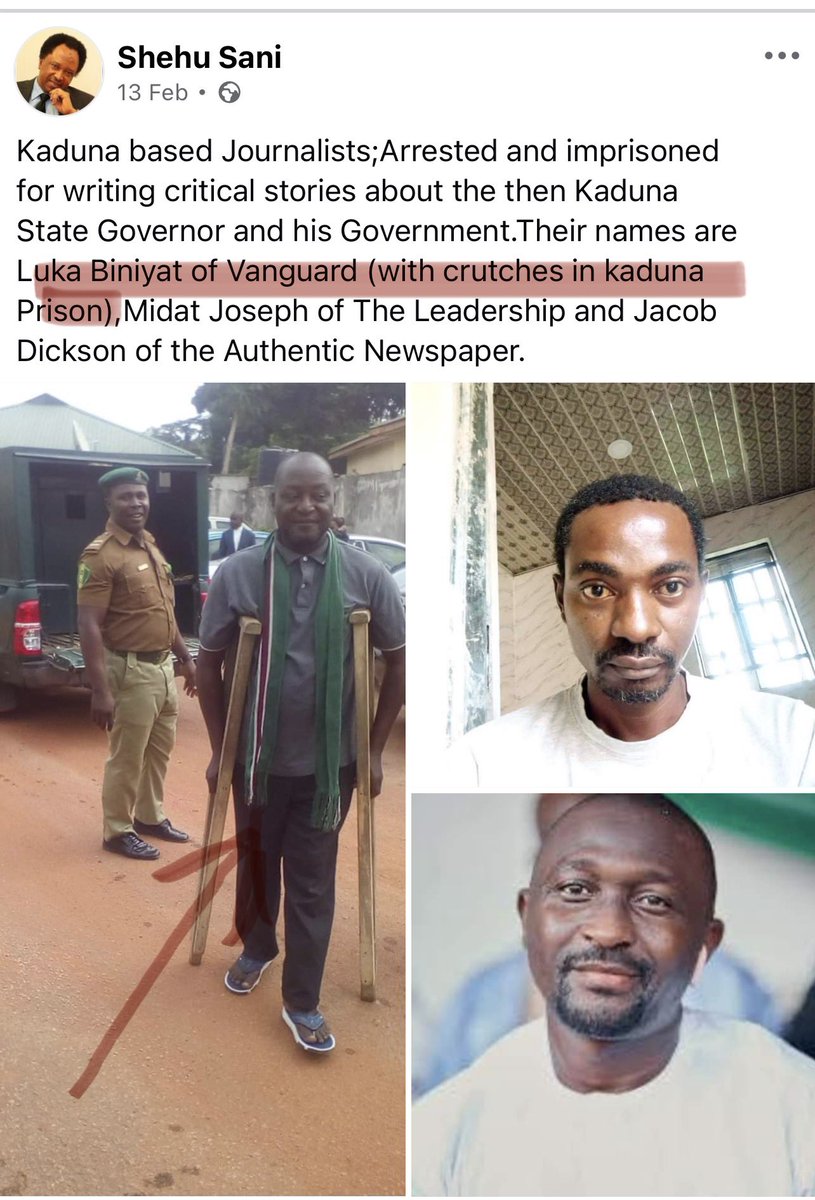 ZariyiYusufu's tweet photo. “Truly understand her pains.
 Because my wife also went through the same trauma when the husband of this woman was persecuting, yes! . . . persecuting some of us. My bail conditions under Justice. . . (I won't mention his name) - now gone to meet with his creator  - of Kaduna State High Court 10, in 2017, were also impossible to meet.

Among them was that I had to produce two sureties who must have N10m in their bank accounts and they must deposit their International Passport with the court.

Who would deposit his International Passport for the length of the time that the persecution would last? 
No one!

So, it could be that the court that gave him the impossible condition learnt from how judges under him treated those he hated.
I can't be among those calling for fair hearing for him.
I wish him what he did to some us.”
                                                        - @Kindusluka