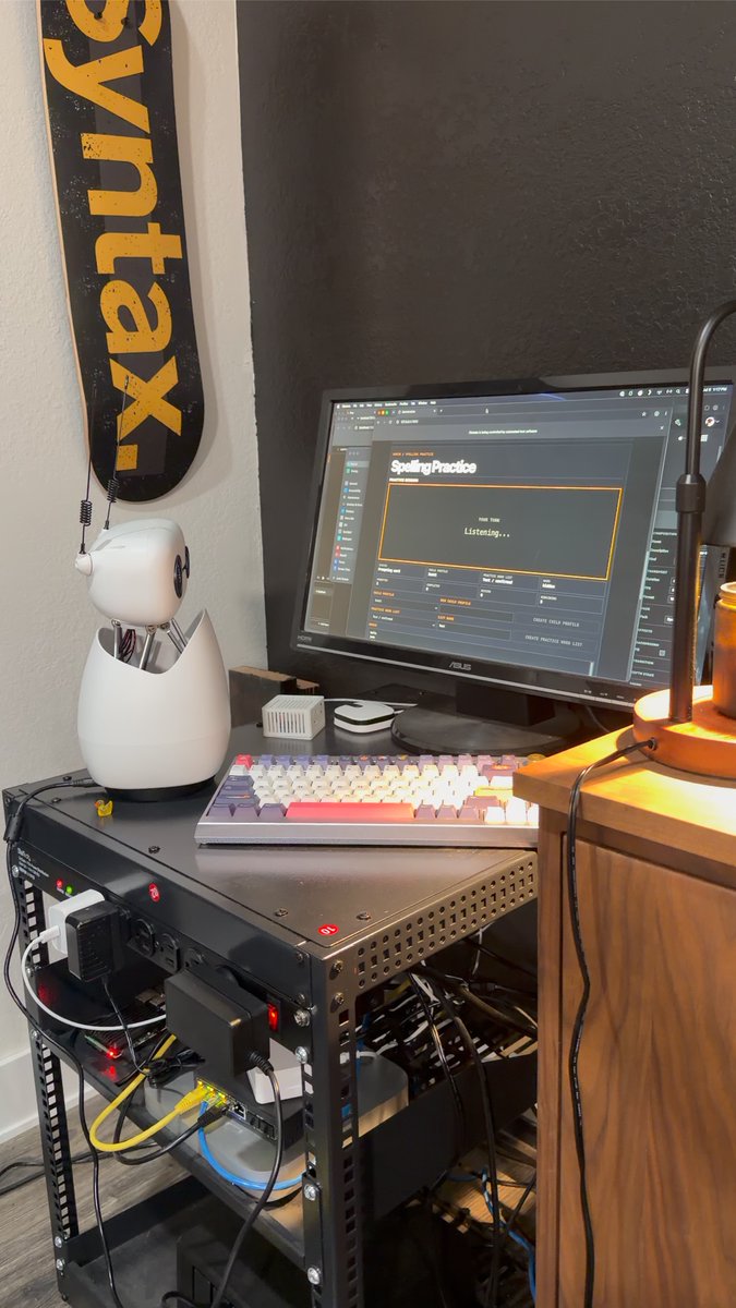 stolinski's tweet photo. computer is spelling. robot app is the judge. self healing latency, STT accuracy and general flow, all looping until it works perfectly https://t.co/ckCD015ooE
