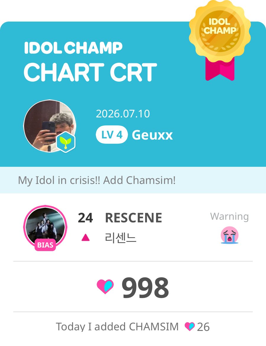 FANRESCENE's tweet photo. Let’s Voting on IdolChamp….create your account and let’s help the girls. 
 ⁠#RESCENE⁠ #리센느⁠ ⁠#リセンヌ⁠  #RESCENE_RE_A⁠ #GirlGroup 

https://t.co/uwgySTfo4g 

 【K-STAR CHART】 July 3rd Week https://t.co/Lz7a4Wp1j8