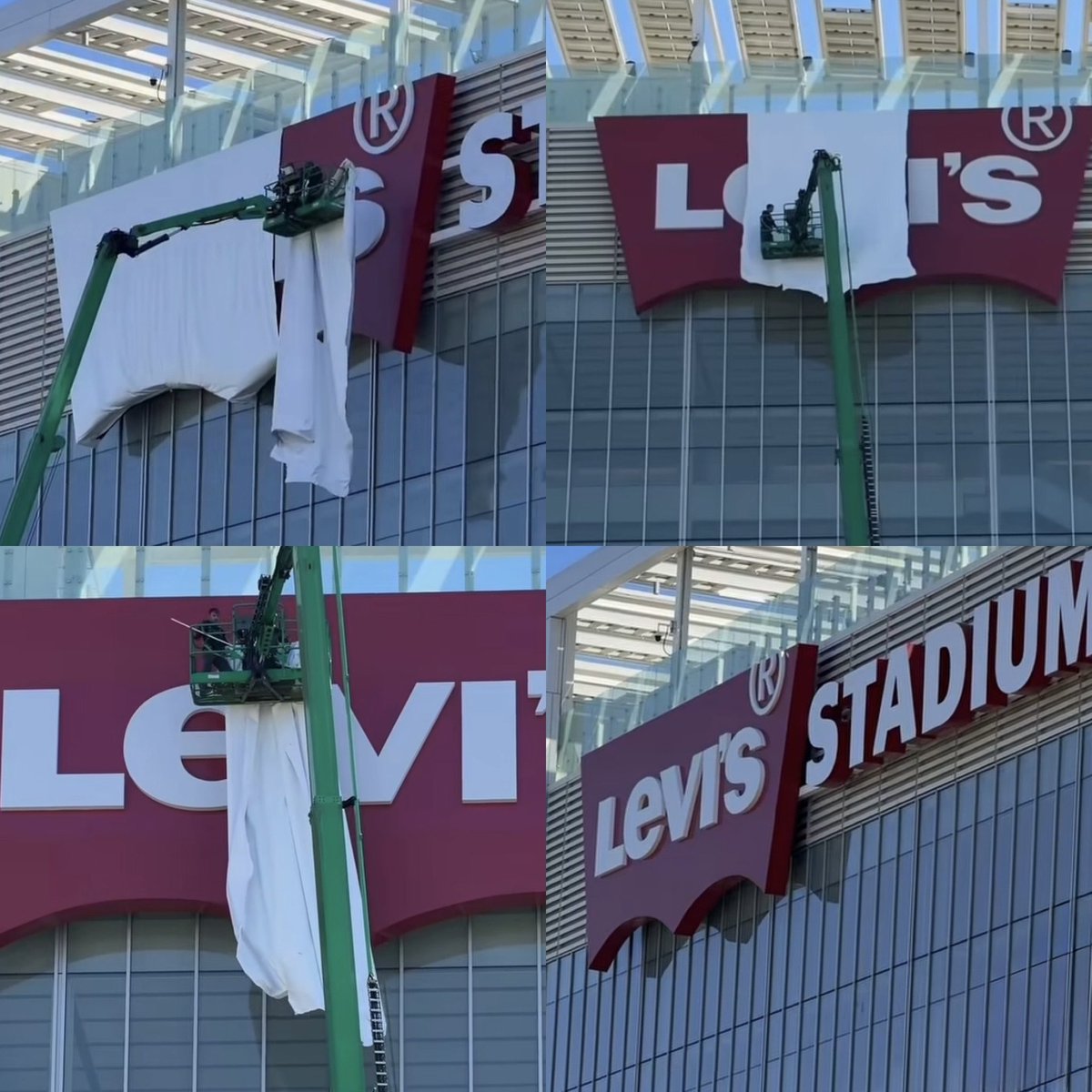CerebrosG's tweet photo. Ya retiraron la lona que cubría el logo del Levi's Stadium. https://t.co/TvenmVIBo9