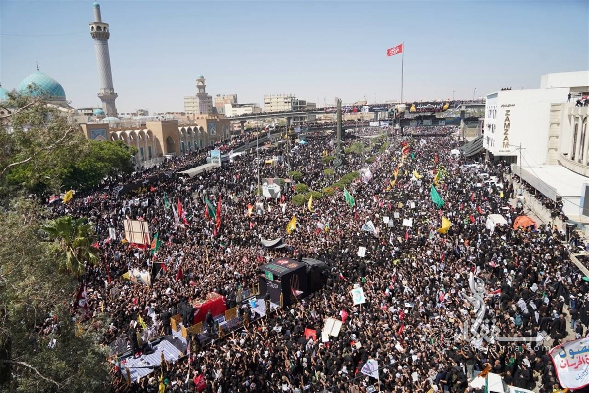 Networkimams's tweet photo. التشييع المليوني والمهيب للجثمان الطاهر لقائد الجمهورية الإسلامية الإيرانية آية الله الشهيد السيد علي الخامنئي (طاب ثراه) في مدينتي النجف الأشرف وكربلاء المقدسة . https://t.co/d4SeniX6xg