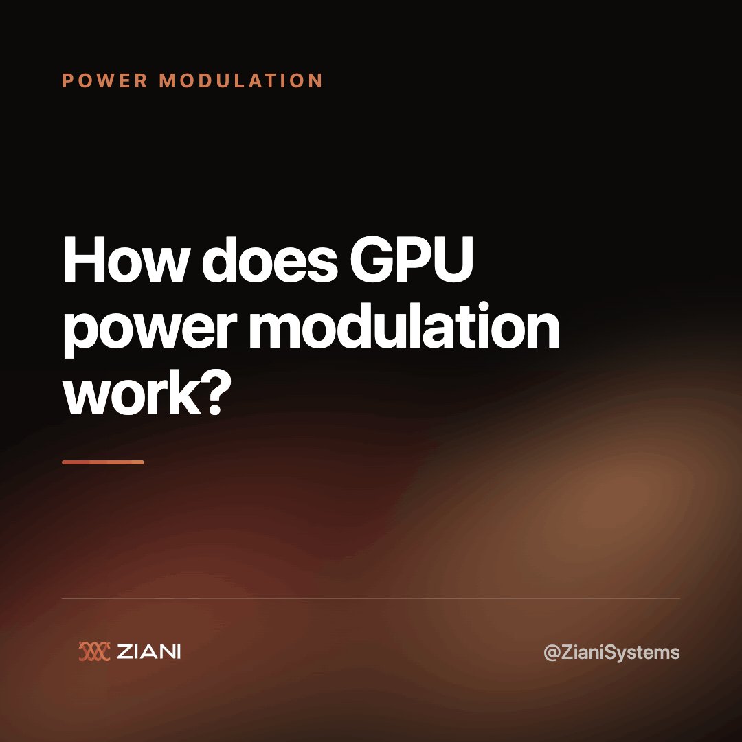 ZianiSystems's tweet photo. How does GPU power modulation work in Ziani's system?

Ziani's orchestration layer ingests grid dispatch signals (such as curtailment or demand response requests) and translates them into real-time GPU power limit adjustments. This creates a deterministic control loop that scales GPU power down (up to 75% in tests) without resetting the system or interrupting the workload, maintaining SLA availability.
