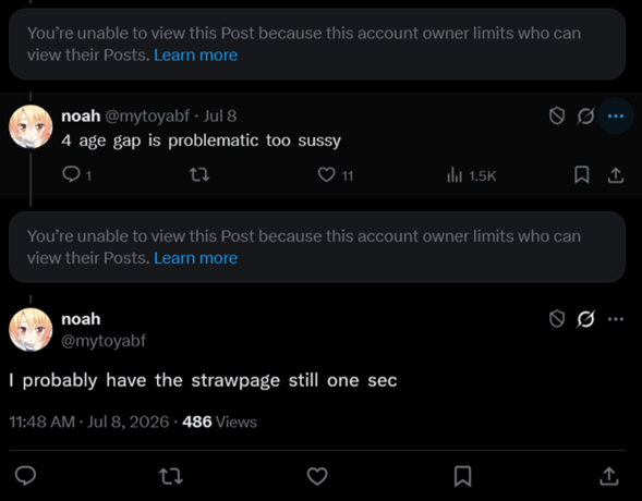CSAROPSS's tweet photo. is it also okay to sexually harass a 14 year old by agreeing with and even trying to assist someone in mass sending them porn? https://t.co/Uc2jkpKMlZ