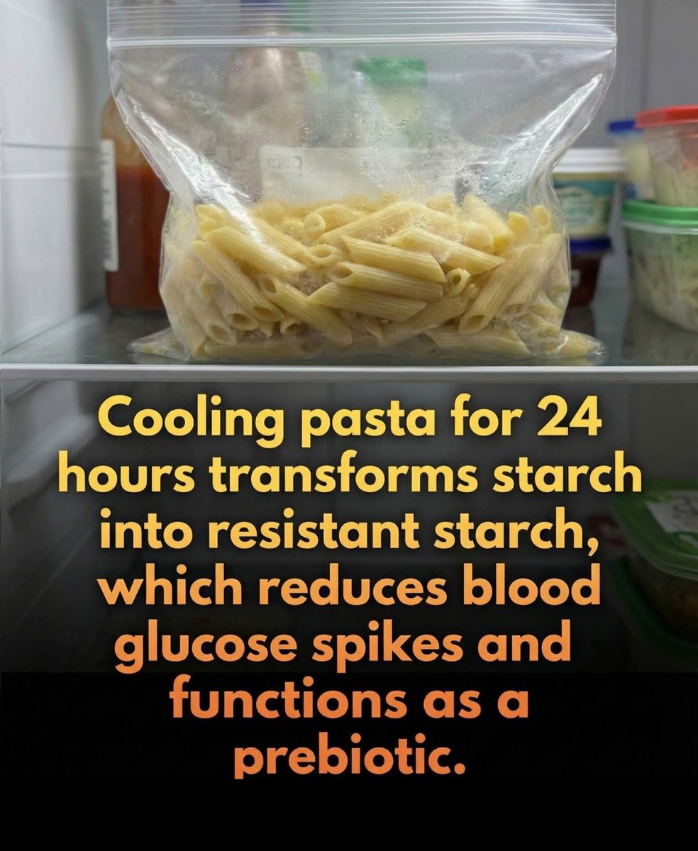 SmartScience's tweet photo. Here’s how to slash sugar spikes from pasta — and make it healthier. 

Scientists discover that cooling cooked pasta for 24 hours transforms its starch into a gut-friendly fiber that slashes blood sugar spikes.

When you cook pasta and then cool it for at least 24 hours, the starch molecules undergo a process called retrogradation. This molecular reorganization transforms digestible starch into "resistant starch," which functions more like fiber than a simple carbohydrate. Instead of being rapidly absorbed in the small intestine and causing a sharp rise in glucose, it travels to the large intestine where it feeds beneficial gut bacteria as a powerful prebiotic. This simple kitchen hack not only supports a healthy microbiome but also encourages the production of short-chain fatty acids that help reduce internal inflammation.

Beyond gut health, this transformation provides a significant advantage for metabolic wellness by slowing sugar absorption and improving insulin response. Perhaps most surprisingly, these health benefits remain largely intact even if you choose to reheat the pasta before eating. By simply planning ahead and refrigerating your noodles overnight, you can effectively lower the caloric impact of your meal while maintaining more stable energy levels throughout the day. This game-changing strategy allows you to enjoy favorite comfort foods while prioritizing long-term health and better blood sugar control.

Source: Bullen, A. (2022). Is Reheated Pasta Actually Better for You? Cleveland Clinic Health Essentials.