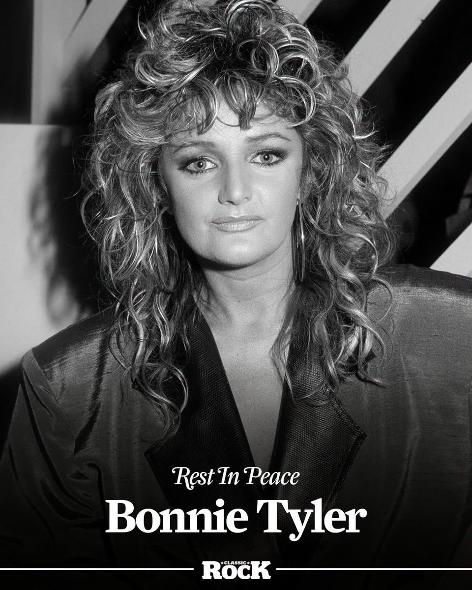 PaulGoldEagle's tweet photo. RIP Total Eclipse of the Heart

#BonnieTyler has died at the age of 75.

News of the Welsh singer's death was announced in a short statement posted on her official website, reading: "Bonnie's family and team are heartbroken to announce that Bonnie unexpectedly passed away last night in hospital in Portugal as a result of the illness that she was being treated for.

"We will issue a further statement shortly but for now ask for privacy to deal with this tragedy."

In May, Tyler was put a medically induced coma in a hospital in Faro, Portugal, after undergoing emergency intestinal surgery. At the time, a spokesperson for the singer said, "Bonnie has been put into an induced coma by her doctors to aid her recovery. We know that you all wish her well and ask for privacy at this difficult time, please. We will issue a further statement when we are able to."

Tyler had been set to perform at Sunshine Festival in Worcester this summer, and was also scheduled to play a number of European shows.

Born Gaynor Hopkins on June 8, 1951, in Skewen, Wales, Tyler is best known for her iconic '80s power ballads Total Eclipse of the Heart, which topped the charts on both sides of the Atlantic and sold more than six million copies worldwide, Holding Out for a Hero and It's a Heartache.

Across her career, the singer earned three Grammy nominations and three BRITs nominations (twice for Best British Female Solo Artist). In 2022, she was awarded an MBE for services to music.

In a statement released at the time, the singer said, "I am truly honoured to be awarded an MBE and especially so in Her Majesty The Queen’s Platinum Jubilee year, which makes this even more special.

"This honour just goes to show that anyone from any background can become a success, and be recognised by our wonderful country, if they put their minds and efforts into what they do."

📷: Gie Knaeps/Getty Images