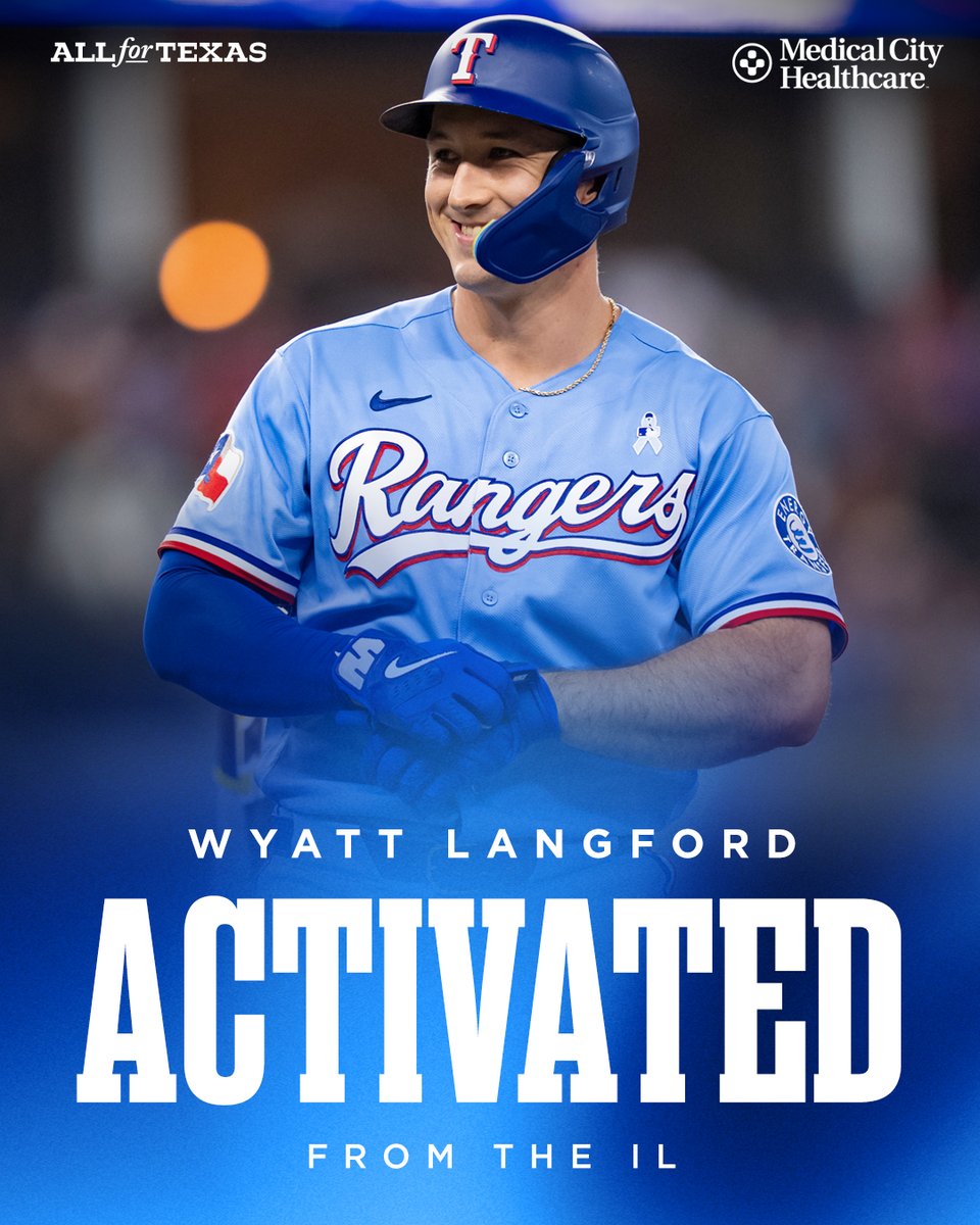 Rangers's tweet photo. Welcome back, Wyatt! #AllForTX https://t.co/tK9L9zTtfh