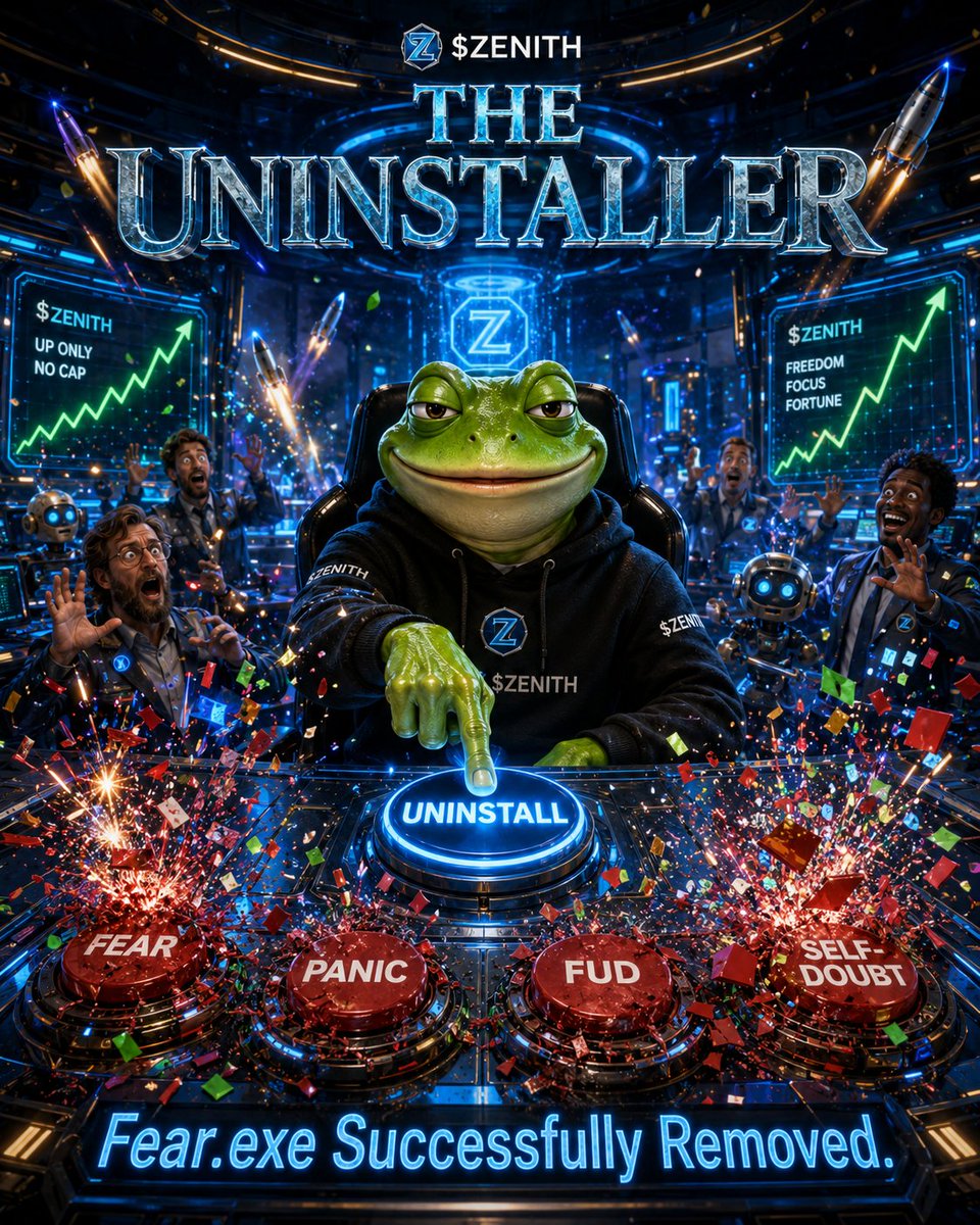 Irretaria's tweet photo. From uninstalling fear, to smuggling dreams, becoming the final boss, and rewriting reality itself... 🐸👑
Every chapter proves one thing: $ZENITH isn't following the story—it's writing it. 🚀🔥
Legends aren't born. They're built. 💎⚡ https://t.co/7HUjf6PVAB