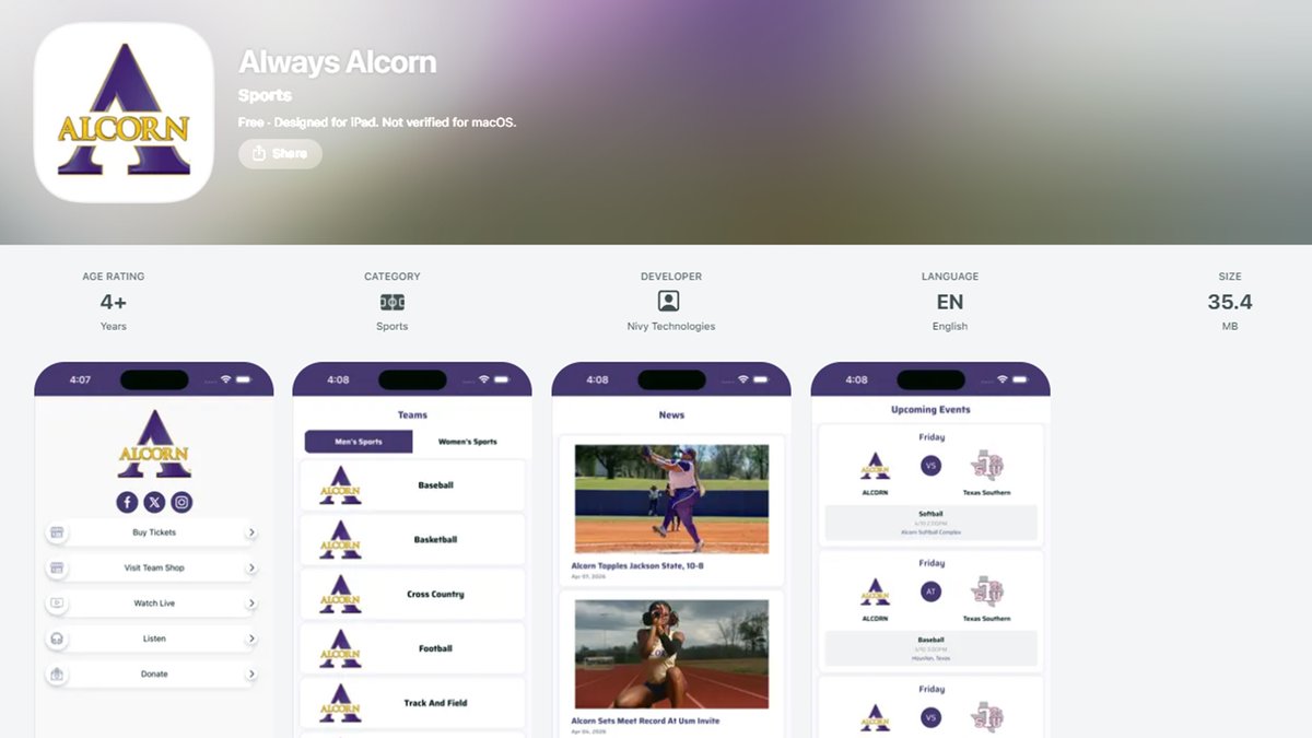 BRAVESSPORTS's tweet photo. 𝗔𝗟𝗪𝗔𝗬𝗦 𝗔𝗟𝗖𝗢𝗥𝗡 app now available for download.
🗞️ https://t.co/zweYCnsJCU

𝘼𝙥𝙥𝙡𝙚: https://t.co/XetcE1ntuf

𝙂𝙤𝙤𝙜𝙡𝙚: https://t.co/6r0nOSEKdr

#WeAre | #AlwaysAlcorn https://t.co/Qp8nY1Fvuc