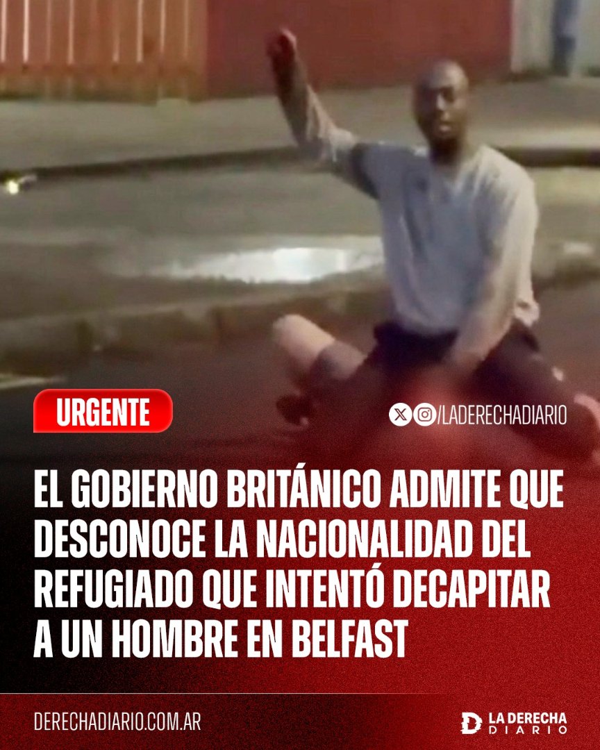 laderechadiario's tweet photo. 🚨🇬🇧 | ESCÁNDALO HISTÓRICO: El Reino Unido concedió asilo al inmigrante que intentó degollar a un hombre en Belfast, aunque las propias autoridades admitieron que todavía no saben cuál es su verdadera nacionalidad.

El acusado obtuvo el estatus de refugiado y un permiso de residencia hasta 2028 pese a que, más de tres años después de su llegada, las autoridades británicas siguen investigando si es originario de Sudán, Chad o Somalia.