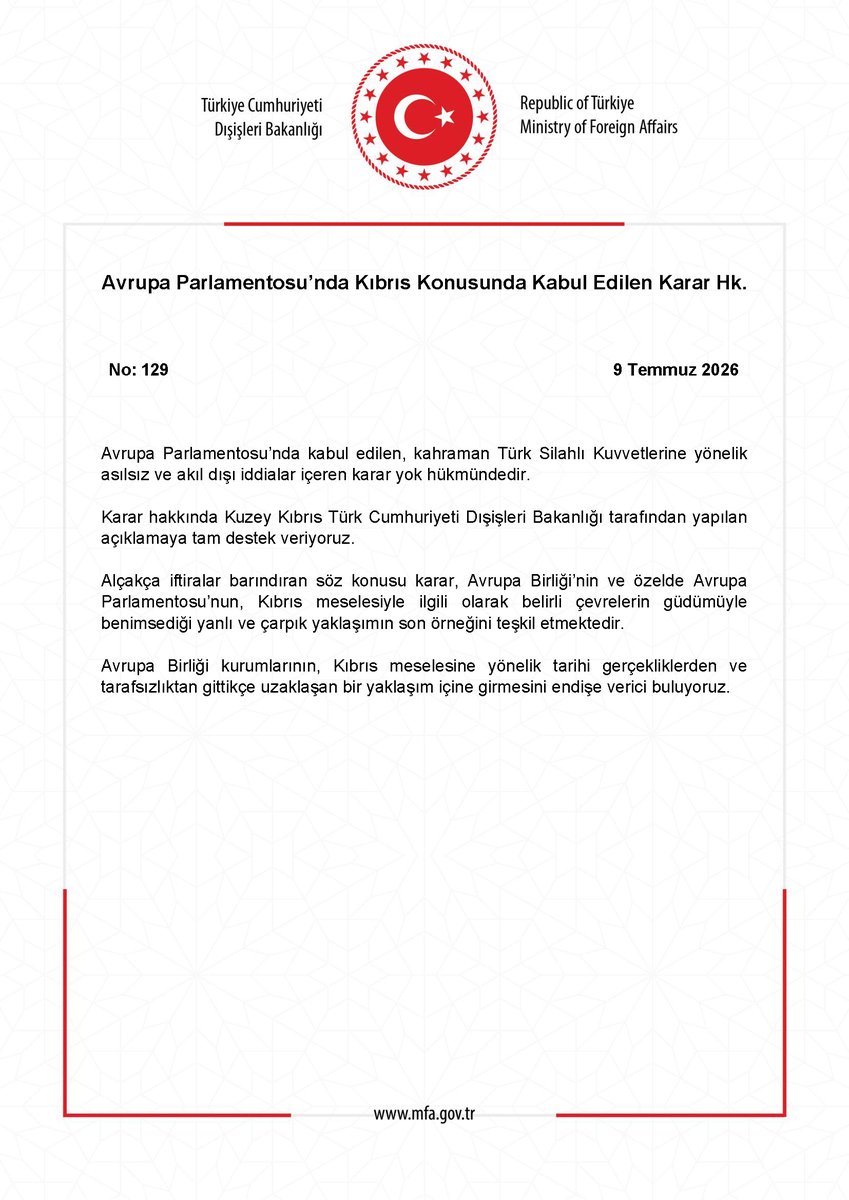 TC_Disisleri's tweet photo. Avrupa Parlamentosu’nda Kıbrıs Konusunda Kabul Edilen Karar Hk. https://t.co/tadHRFvhQq https://t.co/EuwL4LZYWl