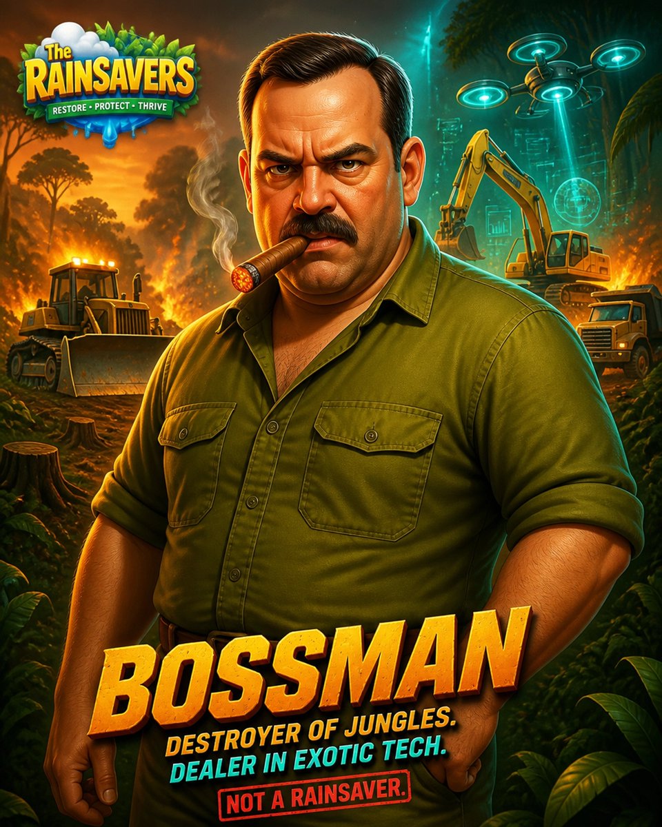 therainsavers's tweet photo. Every villain is their own hero! 💰 Bossman claims he’s bringing ‘progress’ with exotic tech, but we know the truth behind his evil regime. Visionary or just greedy? 🎭 Tell us your theories! 👇 https://t.co/dtU4sslmra #TheRainsavers #Bossman #EcoThriller #Villains https://t.co/xsAEeMT2cT
