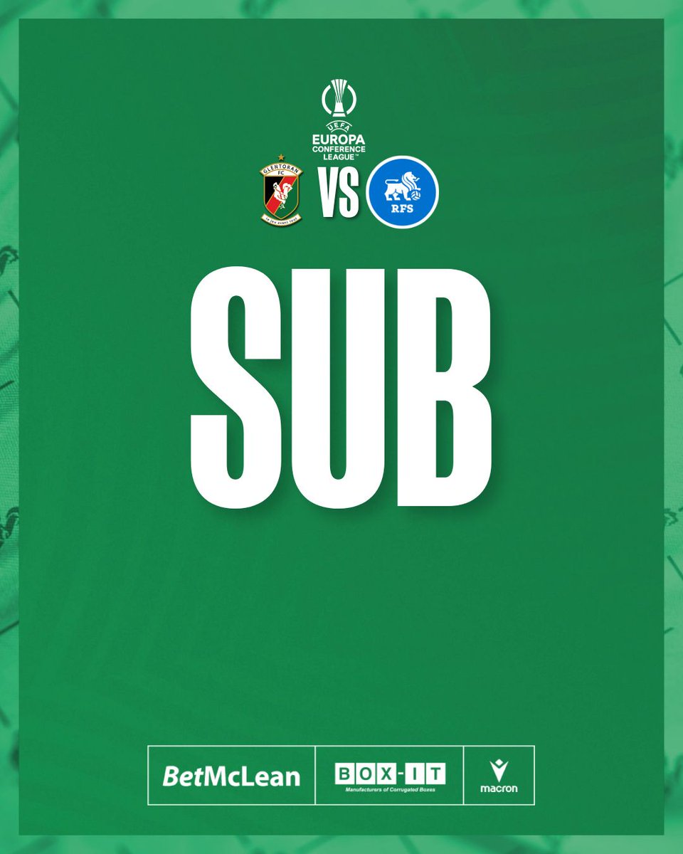 Glentoran's tweet photo. 74' Jordan Jenkins is replaced by Jordan Stewart
#GLERFS #COYGlensππ https://t.co/6RjZ0QYPId