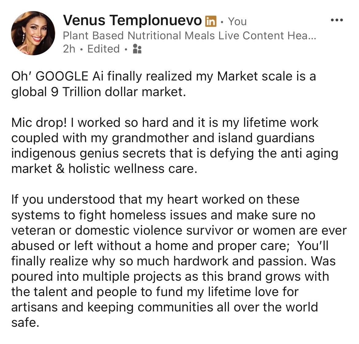 ArtredV's tweet photo. 9 Trillion Dollar Market
#USA #MissGoTexan #Philippines #Japan #trillionaire #Food #VeganByVenus #VenusTemplonuevo #God #Prayer #Fitness #Health #Beauty #holistic #Wellness #Spa #organic #Antiaging #Space #SaveAmerica #Yourhprograms #Exucation #wellnessCenter #Books #Author https://t.co/dUuV5rh9a6
