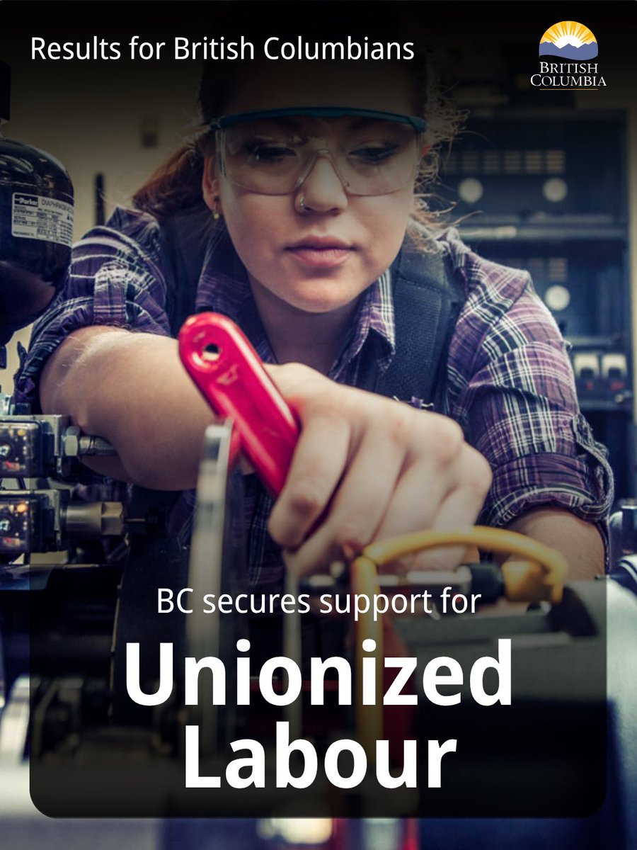 Dave_Eby's tweet photo. It’s been one week since our landmark deal with the federal government to bring billions of dollars in investment into B.C.! 
 
Some highlights: skilled trades training, creating more opportunities close to home, supporting good, unionized jobs, and advancing affordable childcare https://t.co/cQ8Pjd8v3e