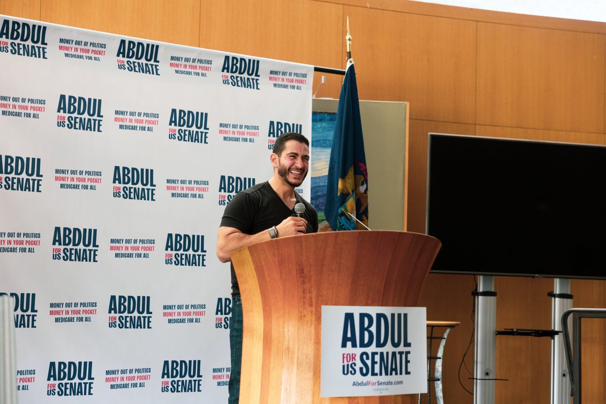 AbdulElSayed's tweet photo. Powerful energy in Ann Arbor for @RoKhanna, Yousef Rabhi, @crheinga, and our movement to get money out of politics, put money in pockets, and pass Medicare for All! https://t.co/5YXdTd5x7A