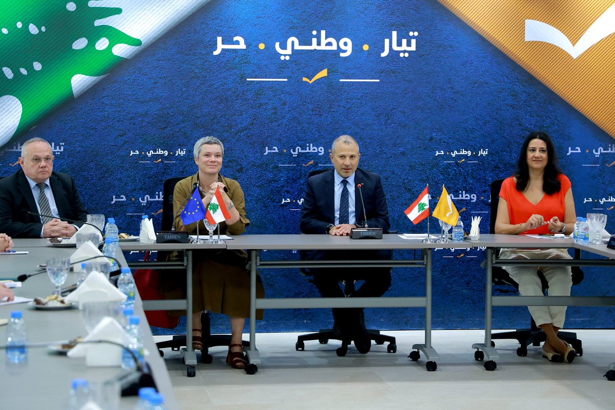 EUAmbLebanon's tweet photo. Met with @Gebran_Bassil to discuss the Bank Resolution &amp; Financial Gap laws as part of our engagement with Lebanese leaders on reforms. The reforms are essential for 🇱🇧 and its people and need to be aligned with int'l standards to unlock broader support from 🇪🇺 &amp; int'l partners. https://t.co/8SInTSmZNw