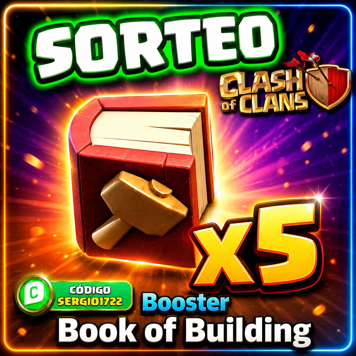 Sergio1722c's tweet photo. 🎁 SORTEO x5 Libros de Construcción de Clash of Clans 
 
🔴 Como participar:
✅ Sígueme en X @Sergio1722c
✅ Suscribete a Sergio1722 👉 https://t.co/PW5KmI778Q
✅️Comenta tu Ayuntamiento y cual es la mejora que harías con el libro
🫂 Etiqueta un amigo 📝
🔄 Retuitear y Like ♥️

⛔ El sorteo acabará en 3 días ⏰
#clashroyale #giveaway #clashofclans
