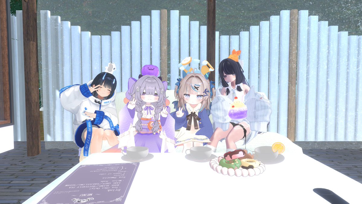 M1mimiVrc's tweet photo. また #ししゅカフェ 行ってきました！！！
コラボ回で衣装がいつもと違って可愛すぎる～！！
角砂糖をぽりぽりつまみ食いしてる店長さんBIGLOVE... https://t.co/nt2nNEAu76
