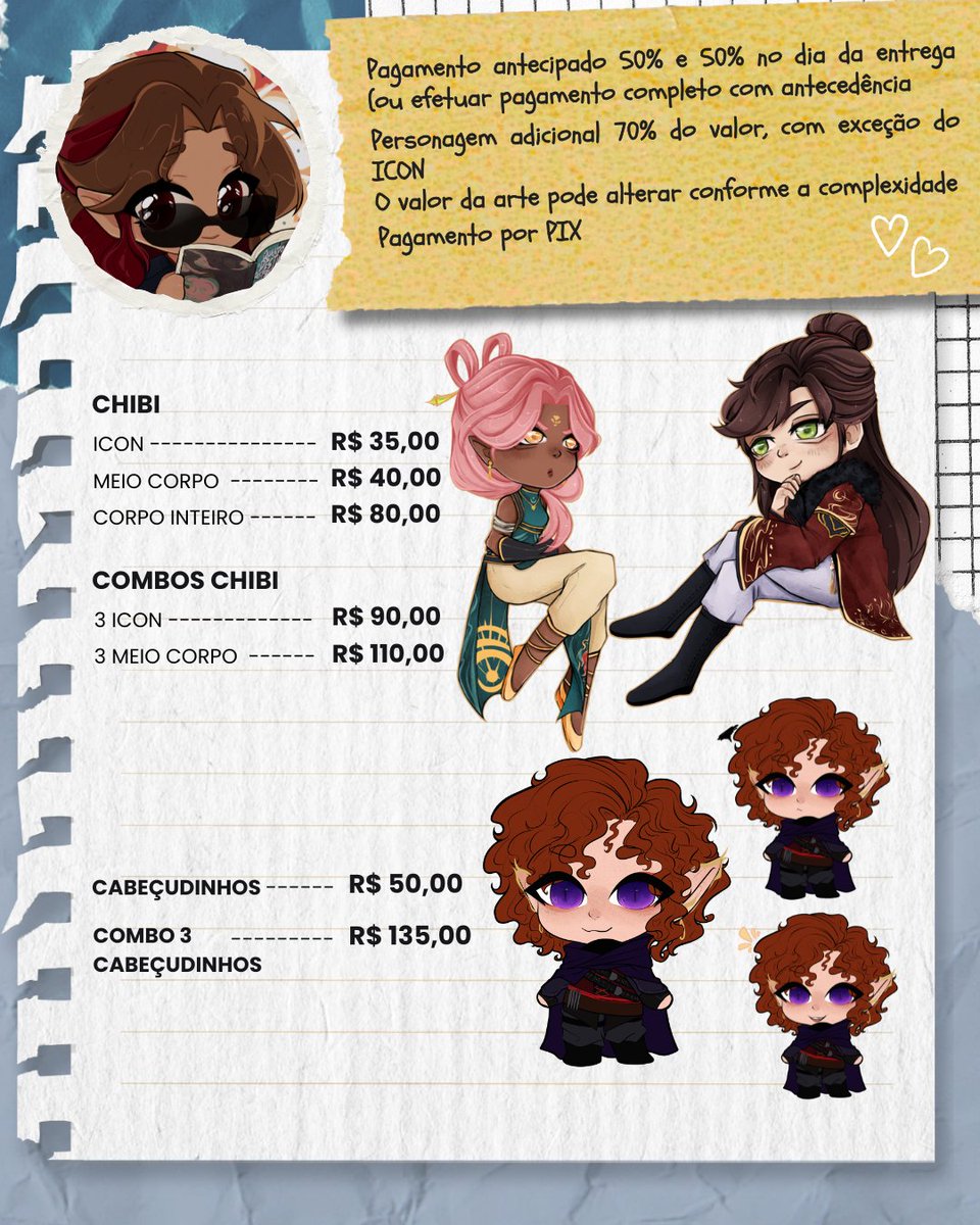 Marsylli's tweet photo. 🎨∙COMISSÕES ABERTAS ┊˚ ͙۪۪̥◌
   
Interessados ou com dúvidas? Só me chamar na DM!! Aprecio quem puder ajudar compartilhando o post🫶🏼✨

Mais informações nos comentários🔽🔽
#commission #comissionopen #art https://t.co/iaxYcfUGOq