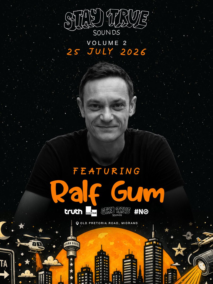 StayTrueSounds's tweet photo. Introducing our Terrace Selectors: Ralf GUM 🙌

Few producers have shaped soulful house quite like Ralf GUM.

For decades, he's remained one of the genre's most respected voices, creating records defined by harmony, groove and timeless songwriting. From South Africa to dancefloors around the world, his music has earned its place through consistency and craft.

Catch him on the Terrace.

25 July at Truth JHB
Doors open 4PM – come early ✌️

Phase Three Tickets are on sale now:
https://t.co/aub5JlFdMO or hit our link here to book 👉 https://t.co/c8F9ifNbfu