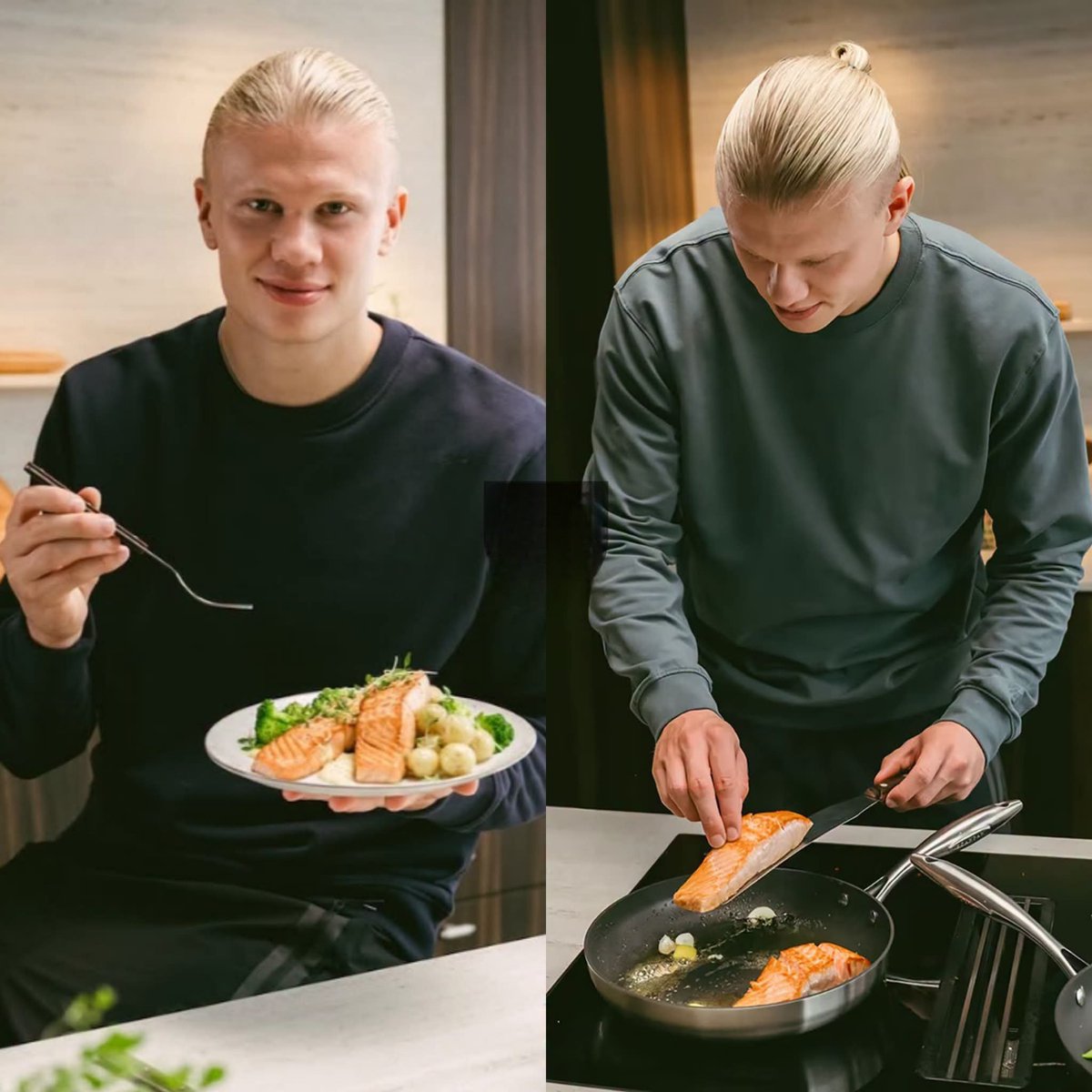 Newsy_Sportu's tweet photo. 🇧🇻🤭 ​Erling Haaland pochłania codziennie aż 6000 kalorii. Żeby utrzymać masę (195 cm, 90 kg), Norweg je 6 gigantycznych posiłków dziennie.

​Jego sekret to tzw. "dieta jaskiniowca". Zamiast odżywek woli... serca i wątróbkę, które popija surowym mlekiem z miodem 🥩🥛

​"Nigdy nie widzieliśmy, żeby ktoś jadł tyle co on!"”– mówią koledzy z kadry. Efekty tej diety bogatej w steki, ryby, kurczaka i po prostu zdrową, i nieprzetworzoną żywność widzimy co mecz na boisku... 

ON TO PO PROSTU MASZYNA! 🤖🔥