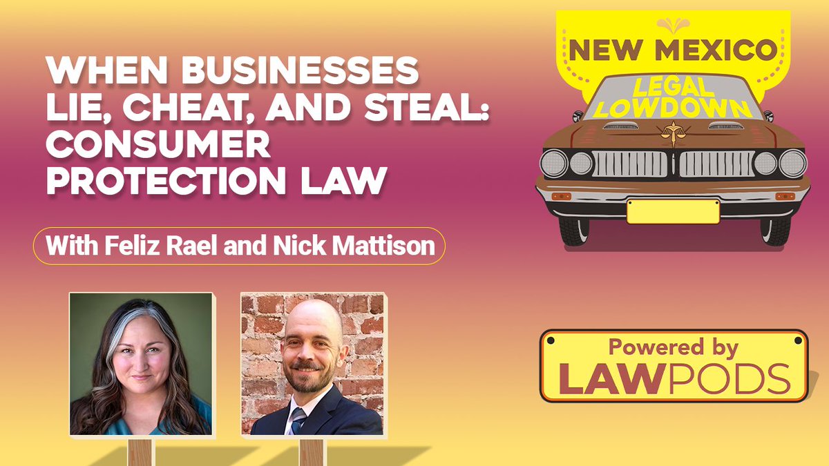 Justice4AllNM's tweet photo. New Mexicans are losing money to deceptive businesses without knowing they may have legal recourse.

Nick Mattison joins Feliz Rael to talk consumer protection, arbitration clauses &amp; the right to a jury trial.

🎙️ https://t.co/T1NeB4VIiH

#JusticeMatters https://t.co/ULcaUX0PLC