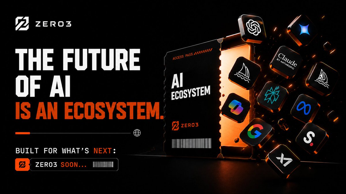 zero3xyz's tweet photo. The future of AI isn't one application.

It's an ecosystem where dozens of models and tools work together. If that's where the industry is going, the payment layer should evolve too. Zero3 gives users one balance they can spend across the entire ecosystem instead of juggling subscriptions.

Built for what's next.

Zero3 soon...