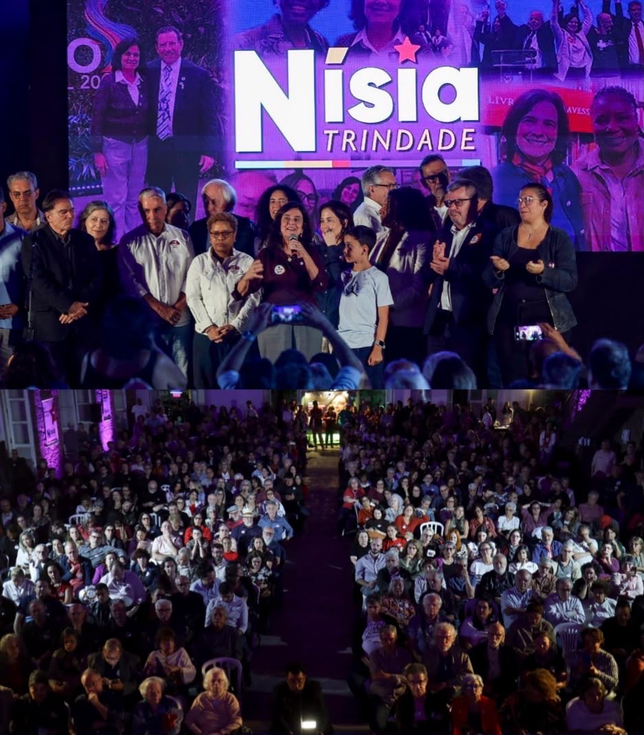 nisia_trindade's tweet photo. O #TBT desta quinta-feira é do ato de lançamento da minha pré-candidatura. 

Em maio, lotamos o Instituto dos Arquitetos do Brasil, no Flamengo, com companheiros e companheiras que acreditam na transformação.

Foi uma noite inesquecível, marcada pelas manifestações de apoio a minha pré-candidatura e de muita luta coletiva.

Arrasta para o lado e reviva esse encontro histórico comigo. ➡️