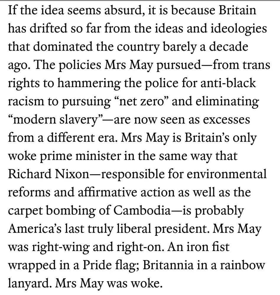 duncanrobinson's tweet photo. On May as Britain’s first and last woke prime minister https://t.co/ojSiGxj3pG