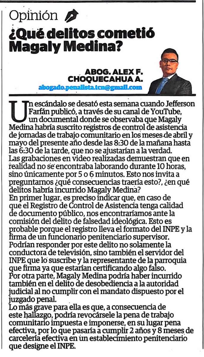 ayna_alex's tweet photo. ¿QUÉ DELITOS COMETIÓ MAGALY?

Abog. ALEX F. CHOQUECAHUA A.
abogado.penalista.tcn@gmail.com https://t.co/2eLPfp4Fny