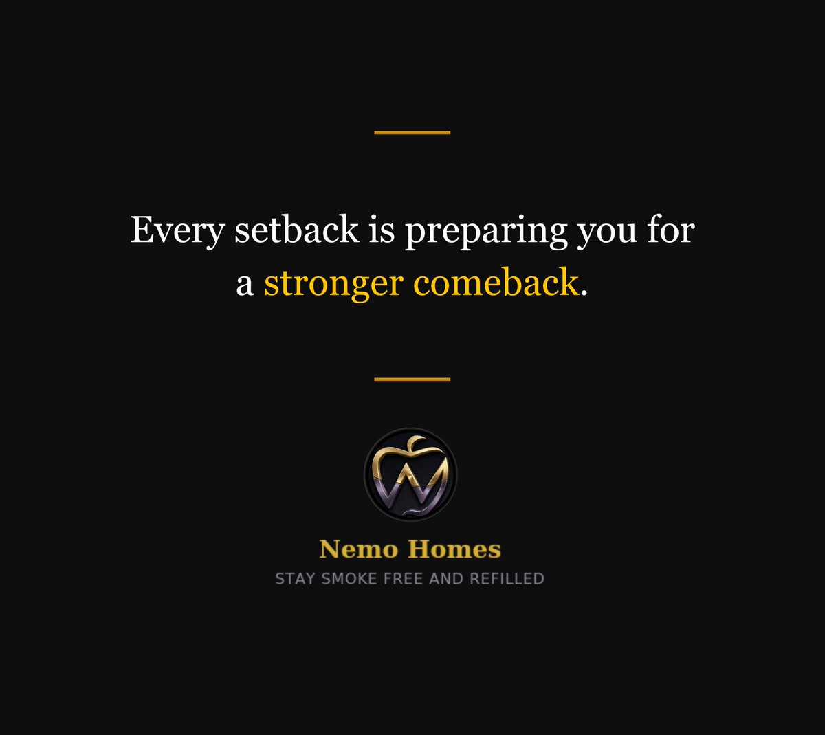 NemoHomes's tweet photo. Every setback is preparing you for a stronger comeback. 💛
That slip? Not the end of your story.
Get back up. Keep going.
Tag someone who needs this today 👇
#vape #ukvape #motivation #InspirationalQuotes #MindsetShift #NewChoices https://t.co/OeaQ7z90sX