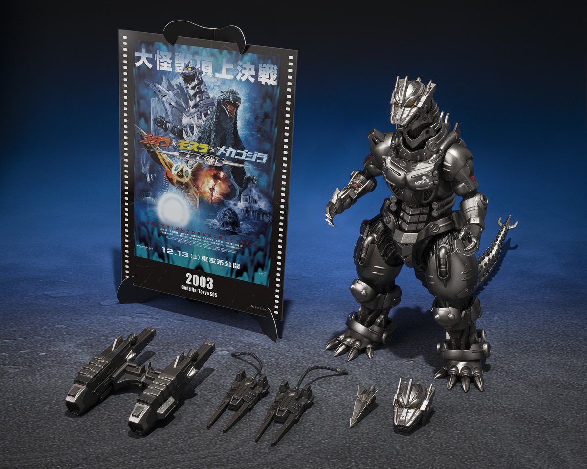 BandaiCollect's tweet photo. S.H.MonsterArts Multi Purpose-Fighting System Kiryu [Heavily Armed Type / High Mobility Type] "Godzilla: Tokyo SOS" -Movie Graphic Plus-

From "Godzilla × Mothra × Mechagodzilla: Tokyo S.O.S.", Type-3 Kiryu (Heavily Armed Type/High-Mobility Type) returns as part ofthe 'Movie Graphic Plus' series, bundled with poster art. Bringing to product form Kiryu’s repaired appearance after fierce battles.

By swapping parts, you can recreate two configurations: 'Heavily Armed Type' and 'High-MobilityType.' In addition to the backpack unit and railgun parts, the set includes interchange-able parts to recreate the right arm’s Spiral Claw and a head part that reproduces damage to the right eye

Estimated Release: Feb 2027

#godzilla #tamashiinations