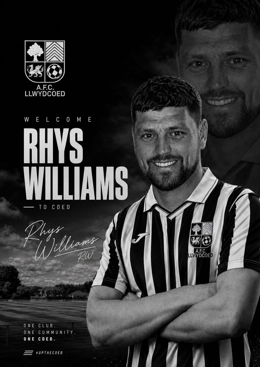 afc_llwydcoed's tweet photo. ✍️ WELCOME TO AFC LLWYDCOED ⚫⚪

We are delighted to announce the signing of Rhys Williams.

A player with proven quality, experience, and the mentality to strengthen the squad as we continue building for the season ahead.

Everyone at AFC Llwydcoed would like to give

1/2 https://t.co/j4aHlSsKAc