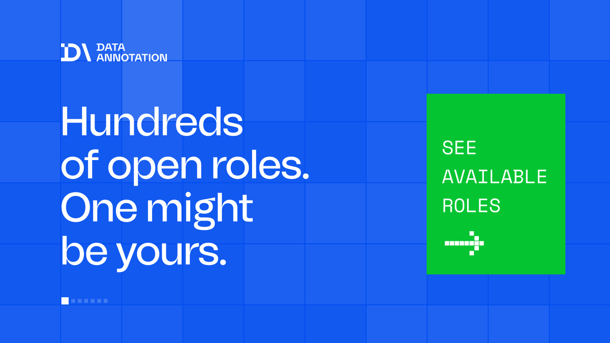 Data_Annotation's tweet photo. Open roles across every domain.

DataAnnotation is actively seeking contributors in STEM, generalist, coding, professional, and bilingual fields.

Find yours at https://t.co/s3MdR1N3hb https://t.co/4XaO2H2bvf