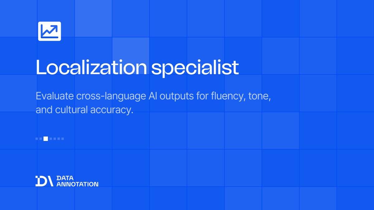 Data_Annotation's tweet photo. Open roles across every domain.

DataAnnotation is actively seeking contributors in STEM, generalist, coding, professional, and bilingual fields.

Find yours at https://t.co/s3MdR1N3hb https://t.co/4XaO2H2bvf