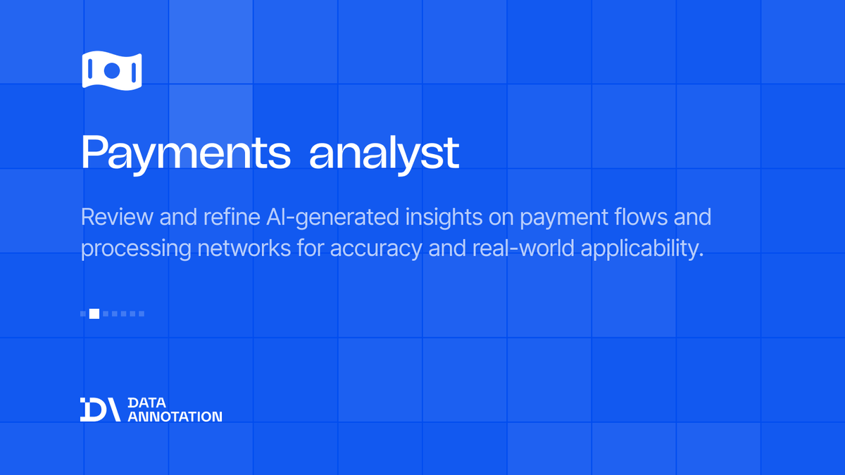 Data_Annotation's tweet photo. Open roles across every domain.

DataAnnotation is actively seeking contributors in STEM, generalist, coding, professional, and bilingual fields.

Find yours at https://t.co/s3MdR1N3hb https://t.co/4XaO2H2bvf