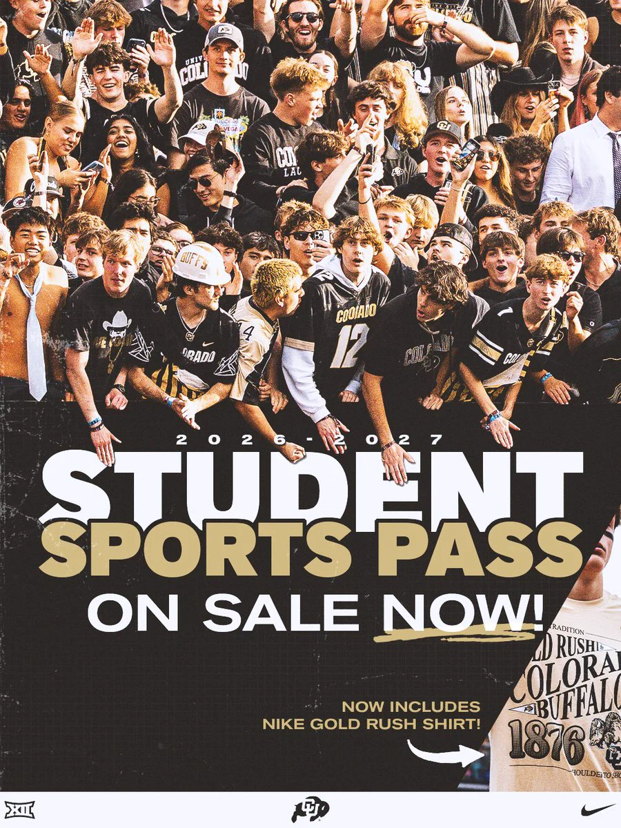 2026-27 student sports pass is on sale now 
now includes nike gold rush t-shirt 