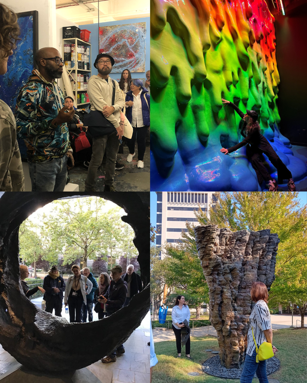 IntSculptureCtr's tweet photo. Have you checked out the optional activities for this year’s conference?  
Space is limited, don’t wait to register! https://t.co/y9aVRaGETe 
Images: Studio visits in Jersey City, a behind-the-scenes tour of Meow Wolf Grapevine, public art tour in Portland, Dallas public art tour https://t.co/LKEmupDDx8