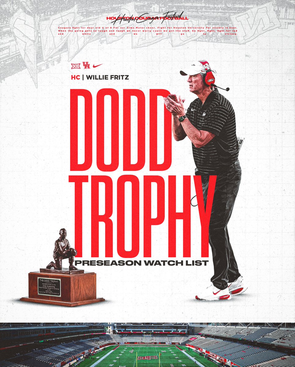 UHCougarFB's tweet photo. Coach Fritz lands on @thedoddtrophy Preseason Watchlist👏

#BuiltbyHouston x #GoCoogs https://t.co/sLY0Aaevwg
