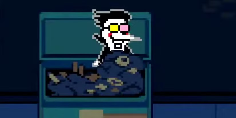PlongoYT's tweet photo. Pink and Gold in UT/DR is a sign of impending doom

Friend has it as the color of their eyes

Spamton

The Field of Pink and Gold. Asgore is at the lowest point of his life and fears he won't be able to make things right

the thought of it is even crawling on your back
#deltarune https://t.co/u7soM6ANbF