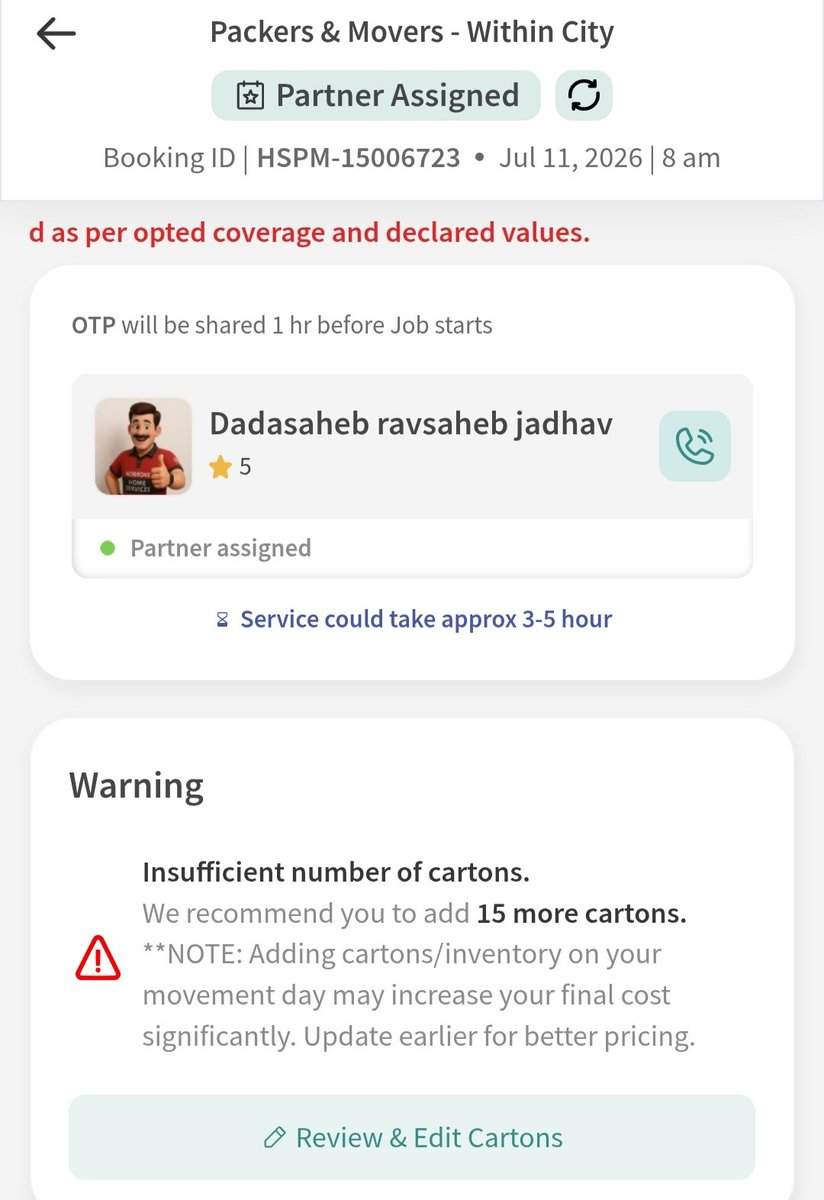 AjaypatilAj's tweet photo. When booking the package and movers, the executive said that insurance was an add-on.He asked me to make payment before booking. After booking, the insurance is around three and a half to four thousand rupees.They made me make a booking by making false commitment while booking. https://t.co/rTcUD2IGs4