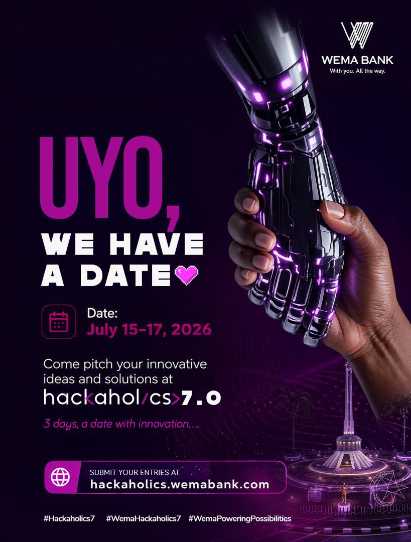ambiedollaz's tweet photo. Your next big idea deserves a bigger stage.

Uyo, get ready for Hackaholics 7.0

 Register now and secure your spot

https://t.co/hs2CGpdsQD

#WemaHackaholics7 #WemaPoweringPossibilities https://t.co/JXHSSEACEz