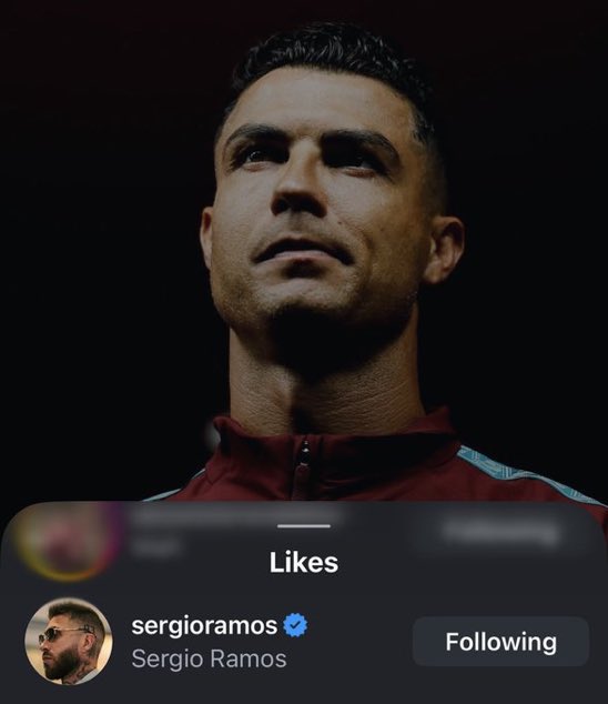 totalcristiano's tweet photo. Sergio Ramos likes Cristiano Ronaldo’s post. 🥲🤍 https://t.co/eq8ApHEQVG