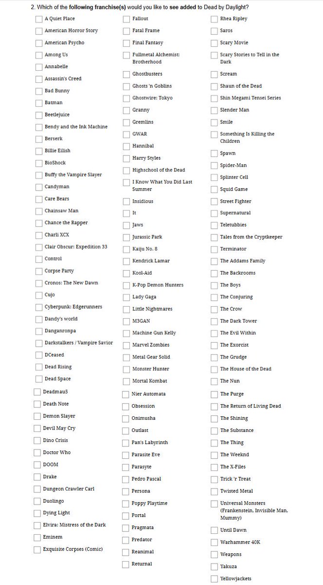 RuthlessLeaks's tweet photo. All the License options listed in the new survey, you can see this survey via the in-game inbox. https://t.co/3D9U0mG5N0
