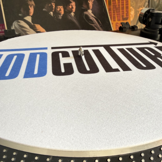 Modculture's tweet photo. The first batch sold out in minutes, so I'm doing pre-orders if you want one of the second (small) run of Modculture limited edition turntable mats. Top quality, the same mats used by high-end audio makers and record labels but with a Modculture slant. https://t.co/LRkDtzNC35 https://t.co/2LQSi4cVhS