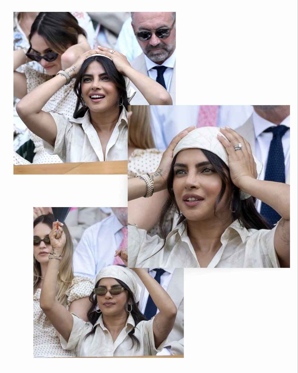 TeamPriyanka's tweet photo. She’s literally all of us right now!! 

@priyankachopra @ROLEX @Wimbledon https://t.co/wjDQTXPKEh