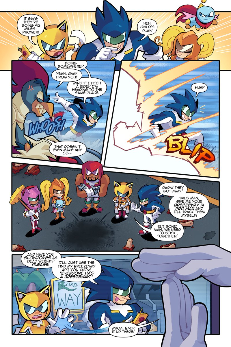 Sonic_Online's tweet photo. Did someone say Sonic Restored #293 Preview Pages? No? Well here you go anyways!!!

The Tokusatsu-inspired show may be a moneymaker, but Sonic's ego is not pleased by his portrayal (And if you think his reaction was bad wait until you see Eggman's).

But that's not all... (1/3) https://t.co/6qkeGnufv4