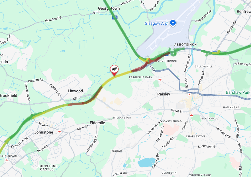 trafficscotland's tweet photo. @SWTrunkRoads CLEARโ
โ๏ธโ๏ธ17:15
๐บ๏ธ#A737 Linwood
โ๏ธThe earlier congestions on the #A737 Wb at Linwood has now eased following an earlier broken down bus
๐Delays in the area have now eased with all lanes now running clear
๐ฃ๏ธ#PlanAhead your journey at https://t.co/YhNVx5VKCN
@SWTrunkRoads https://t.co/f9F8vWycH8