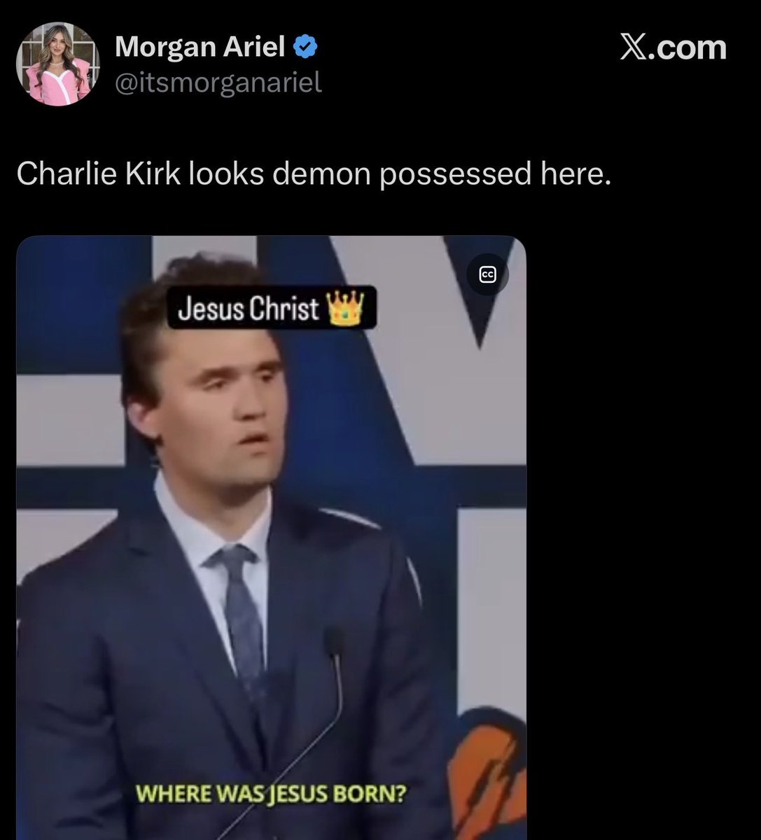 ChristianHeiens's tweet photo. You called Charlie Kirk a “demon possessed” fake Christian right before he died. 

You’re intentionally stirring controversy over the murder of a man you publicly hated because you think it will help promote your personal brand.

You are a walking indictment of the 19th amendment. Fuck off you evil bitch.